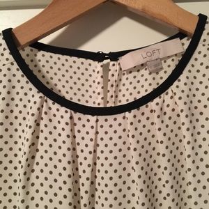 LOFT olive polka dotted blouse size S